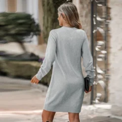 Women's Charcoal Half-Button Midi Sweater Dress - Cupshe -BLAZER GUEST 58d9e3ac bbba 4f03 8998 1ff922e0cb84