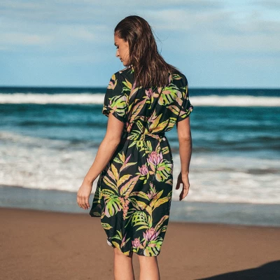 Women's Tropical Leaf Shirt Collar Dress - Cupshe 3 Women's Tropical Leaf Shirt Collar Dress - Cupshe - Image 3