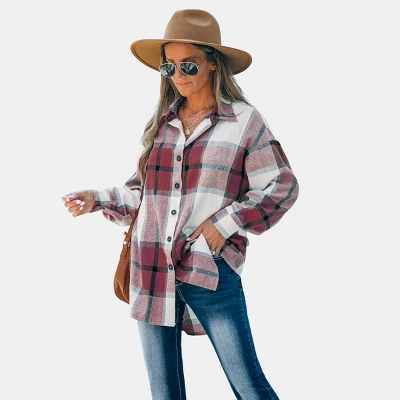 Women's Long Sleeve Plaid Oversized Shirt - Cupshe 5 Women's Long Sleeve Plaid Oversized Shirt - Cupshe - Image 5