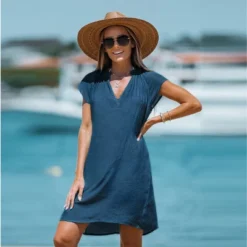 Women's V-Neck Short Sleeve Mini Cover-Up Dress - Cupshe -BLAZER GUEST 5f725efc 5b17 4970 bb40 0f3228a15956