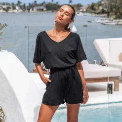 Women's Belted V-Neck Romper - Cupshe -BLAZER GUEST 5f8cb694 6756 4a4c b9c3 9528a435da73