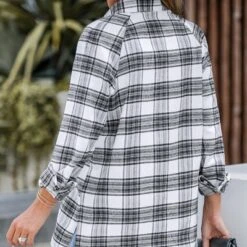 Women's Plaid Button-Front Flannel Shirt - Cupshe -BLAZER GUEST 60a586e9 a166 4a36 b887 8c1d5ea05290