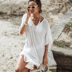 Women's Ruffled V-Neck Back Tie Cover-Up Mini Dress - Cupshe -BLAZER GUEST 6191171d 6ae6 4743 97fe 0794e203e964