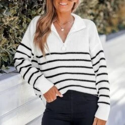 Women's Striped Drop Sleeve Sweater - Cupshe 11 Women's Striped Drop Sleeve Sweater - Cupshe -BLAZER GUEST 62155ff2 b83d 4879 a81d d5fe54cc2e97
