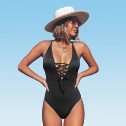 Women's V Neck Lace Up One Piece Swimsuit - Cupshe -BLAZER GUEST 625db8fb 1fe5 472a be1a 08840f0383f0