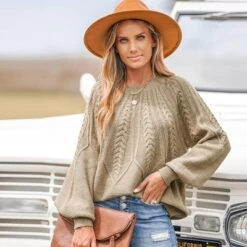 Women's Cable Knit Drop Sleeve Sweater - Cupshe -BLAZER GUEST 62713048 2951 4a97 8ecf 68f4072da61a