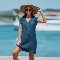 Women's V-Neck Short Sleeve Mini Cover-Up Dress - Cupshe -BLAZER GUEST 631454a8 ab9b 4b59 845f 2139b94efa66