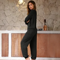 Women's Cozy Elastic Waist Long Sleeves & Pants Pajama Sets - Cupshe -BLAZER GUEST 638565aa 6581 4607 b9c2 6f7d9c5353b1