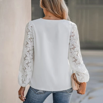 Women's Floral Lace Scalloped V Neck Top - Cupshe 3 Women's Floral Lace Scalloped V Neck Top - Cupshe - Image 3