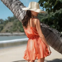 Women's Striped Tie Front Ruffled Romper -Cupshe -BLAZER GUEST 643585a4 e84b 43d6 8a61 d70b1a1cab1f