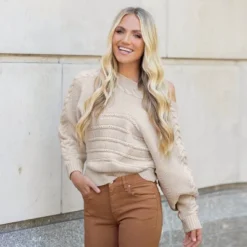 Women's Toasty Crochet Knit Drop Shoulder Sweater - Cupshe -BLAZER GUEST 64cbc921 218c 4640 af5f ce902ebf4e37