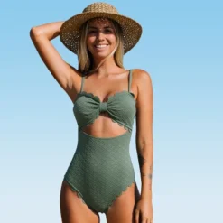 Women's Cutout Scallop Trim One Piece Swimsuit -Cupshe -BLAZER GUEST 65234b7c 2c9c 4772 9986 b8244e2c638b