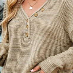 Women's Chunky Knit Buttoned Drop Sleeve Sweater - Cupshe -BLAZER GUEST 656ae2c8 3a3a 4494 8ec5 fb6ff5f670b9