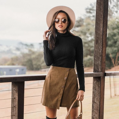 Women's Corduroy Button-Front Mini Wrap Skirt - Cupshe 4 Women's Corduroy Button-Front Mini Wrap Skirt - Cupshe - Image 4