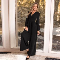 Women's Elegant Black Front Wrap Jumpsuit - Cupshe -BLAZER GUEST 6784a546 d932 42fd bc43 21e6daaebafd