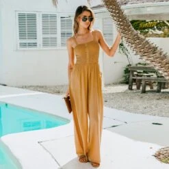 Women's Button Front Smocked Wide Leg Jumpsuit - Cupshe -BLAZER GUEST 67f68dd1 8059 4ee0 a24c b0cb5564d68c