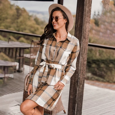 Women's Plaid Belted Button-Front Mini Dress - Cupshe 6 Women's Plaid Belted Button-Front Mini Dress - Cupshe - Image 6