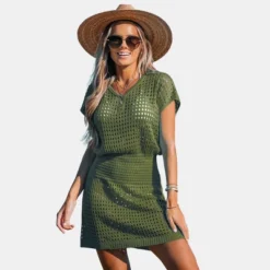 Women's Crochet Knit Cutout V-Neck Cover-Up Mini Dress - Cupshe 23 Women's Crochet Knit Cutout V-Neck Cover-Up Mini Dress - Cupshe -BLAZER GUEST 69acebe6 7d4b 4b44 9eea 312c676f130c