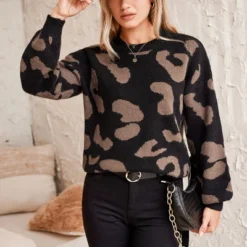 Women's Leopard Print Drop Sleeve Sweater - Cupshe -BLAZER GUEST 6bce3413 d5a9 401d b1ad 9f9200dce247