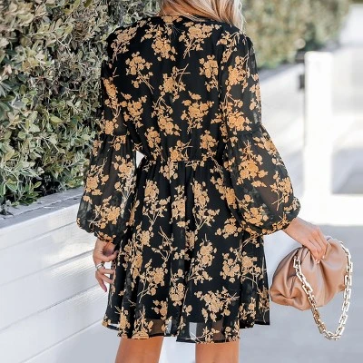 Women's Floral Print Button-Front Mini Dress - Cupshe 1 Women's Floral Print Button-Front Mini Dress - Cupshe
