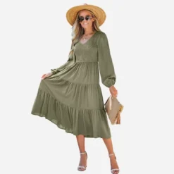 Women's V-Neck Smocked Midi Dress - Cupshe 11 Women's V-Neck Smocked Midi Dress - Cupshe -BLAZER GUEST 6bd7506d 135f 4584 b596 24bb214902a8