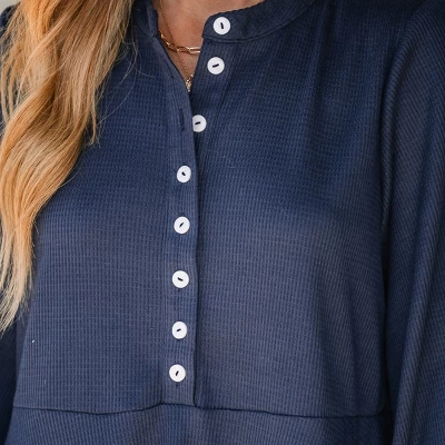 Women's Navy Blue Half-Placket Mini Dress - Cupshe 1 Women's Navy Blue Half-Placket Mini Dress - Cupshe