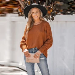 Women's Pumpkin Spice Textured Knit Sweater - Cupshe -BLAZER GUEST 6c48ec2e c014 40ac bea5 c620fdc7fb84