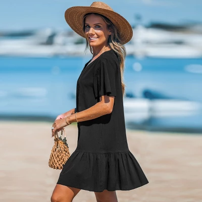 Women's V-Neck Flounce Mini Dress - Cupshe 2 Women's V-Neck Flounce Mini Dress - Cupshe - Image 2