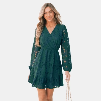 Women's Floral Lace Peasant Sleeve Mini Dress - Cupshe 6 Women's Floral Lace Peasant Sleeve Mini Dress - Cupshe - Image 6