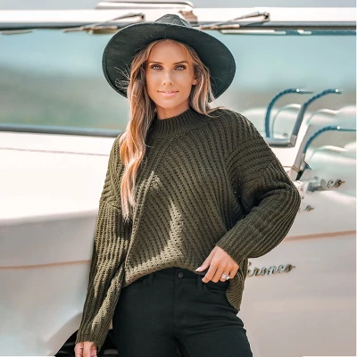 Women's Dark Green Chunky Knit Turtleneck Sweater - Cupshe 2 Women's Dark Green Chunky Knit Turtleneck Sweater - Cupshe - Image 2