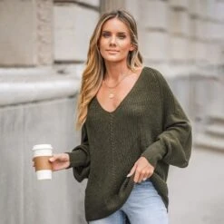 Women's Chunky Knit V-Neck Sweater - Cupshe