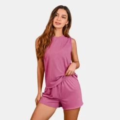 Women's Chic Ribbed Knit Tank Pajama Sets In Dusty Rose - Cupshe -BLAZER GUEST 6ee5f421 cd92 423d ae3f 19bcc51bf05b