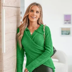 Women's Warm Hugs Rib V-Neck Wrap Sweater - Cupshe