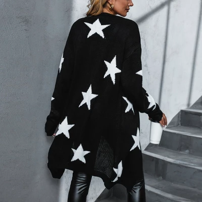 Women's Star Print Longline Cardigan - Cupshe 2 Women's Star Print Longline Cardigan - Cupshe - Image 2