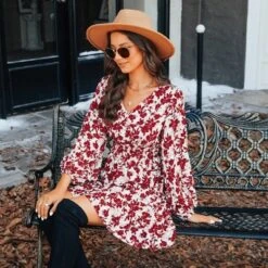 Women's Floral Buttoned Mini Dress - Cupshe