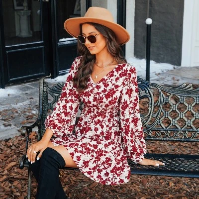 Women's Floral Buttoned Mini Dress - Cupshe 1 Women's Floral Buttoned Mini Dress - Cupshe