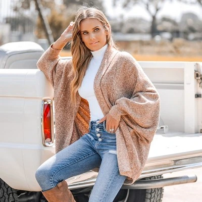 Women's Marled Knit Open-Front Bishop Sleeve Cardigan - Cupshe 4 Women's Marled Knit Open-Front Bishop Sleeve Cardigan - Cupshe - Image 4