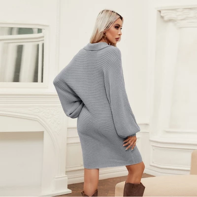 Women's Chunky Knit V-Neck Collar Sweater Dress - Cupshe 4 Women's Chunky Knit V-Neck Collar Sweater Dress - Cupshe - Image 4
