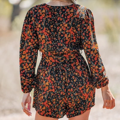 Women's Belted Ditsy Floral Print Romper - Cupshe 4 Women's Belted Ditsy Floral Print Romper - Cupshe - Image 4
