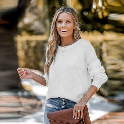 Women's Ivory Puff Sleeve Sweater - Cupshe 2 Women's Ivory Puff Sleeve Sweater - Cupshe - Image 2