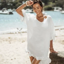 Women's Ruffled V-Neck Back Tie Cover-Up Mini Dress - Cupshe -BLAZER GUEST 76a3a457 af97 423f 9d11 4a9114f2cd27