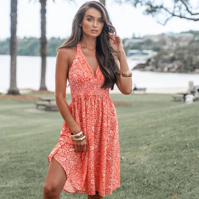 Women's Floral Smocking Halter A Shape Dress - Cupshe 4 Women's Floral Smocking Halter A Shape Dress - Cupshe - Image 4