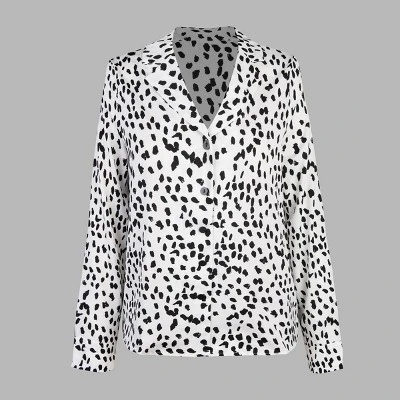 Women's Long Sleeve Shirts Blouse Animal Print Tops - Cupshe -White/Black 2 Women's Long Sleeve Shirts Blouse Animal Print Tops - Cupshe -White/Black - Image 2