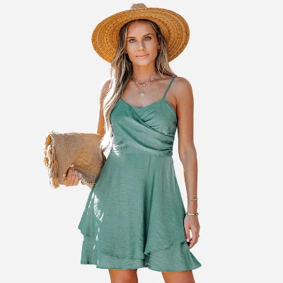Women's Wrap Ruffled Mini Dress - Cupshe 3 Women's Wrap Ruffled Mini Dress - Cupshe - Image 3