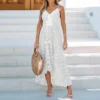 Women's V-neck Lace Up Slip Dress -Cupshe