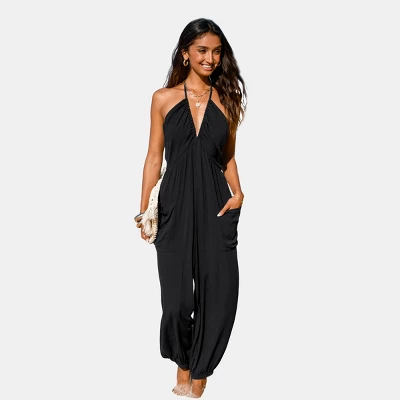 Women's Plunge Halter Jogger Jumpsuit - Cupshe 7 Women's Plunge Halter Jogger Jumpsuit - Cupshe - Image 7