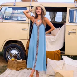 Women's Boho Chic Embroidered Straight Maxi Dress - Cupshe
