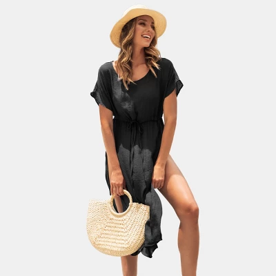 Women's Drawstring Swim Cover Up Dress - Cupshe 6 Women's Drawstring Swim Cover Up Dress - Cupshe - Image 6