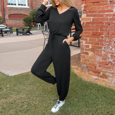 Women's Cutout V-Neck Jogger Jumpsuit - Cupshe 1 Women's Cutout V-Neck Jogger Jumpsuit - Cupshe
