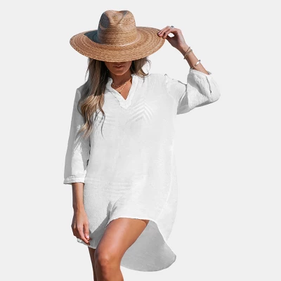 Women's V-Neck Mini Cover-Up Dress - Cupshe 4 Women's V-Neck Mini Cover-Up Dress - Cupshe - Image 4